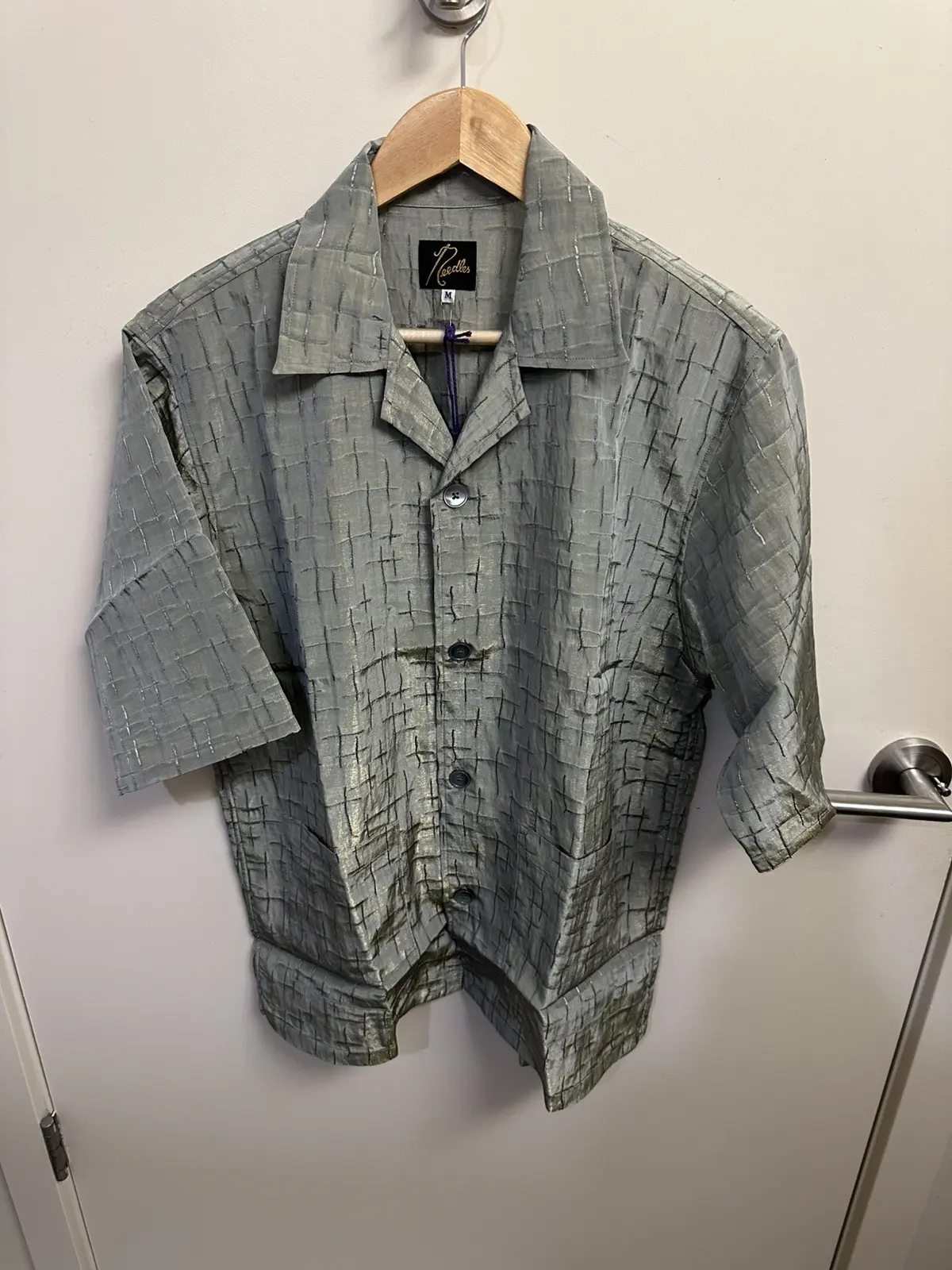 Needles Blue Grey Cabana Cross Shirt Made in Japan