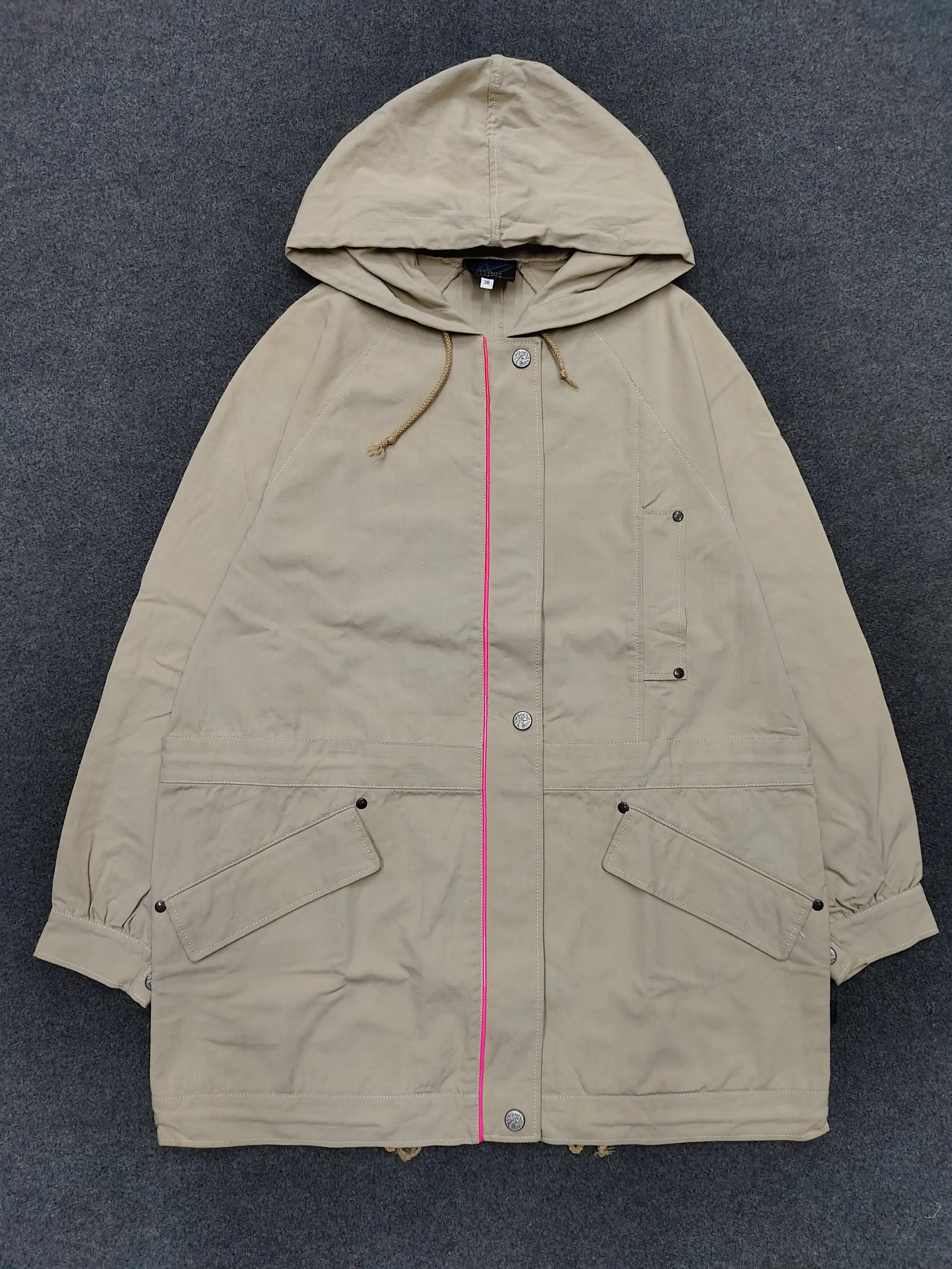 00s Christian Lacroix Pink Tape Minimal Utility Parka Jacket