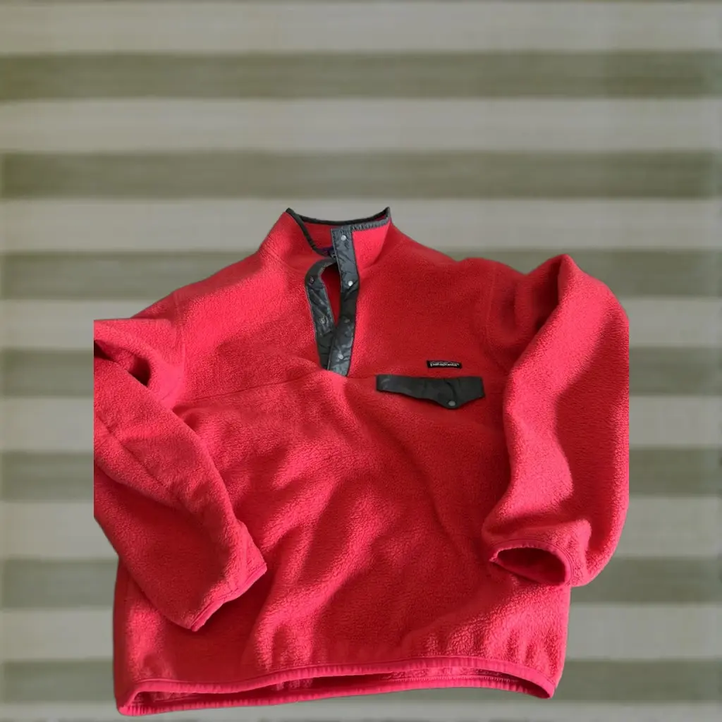 VINTAGE Patagonia Snap-T Pullover Fleece Jacket Mens Medium Red USA 1991