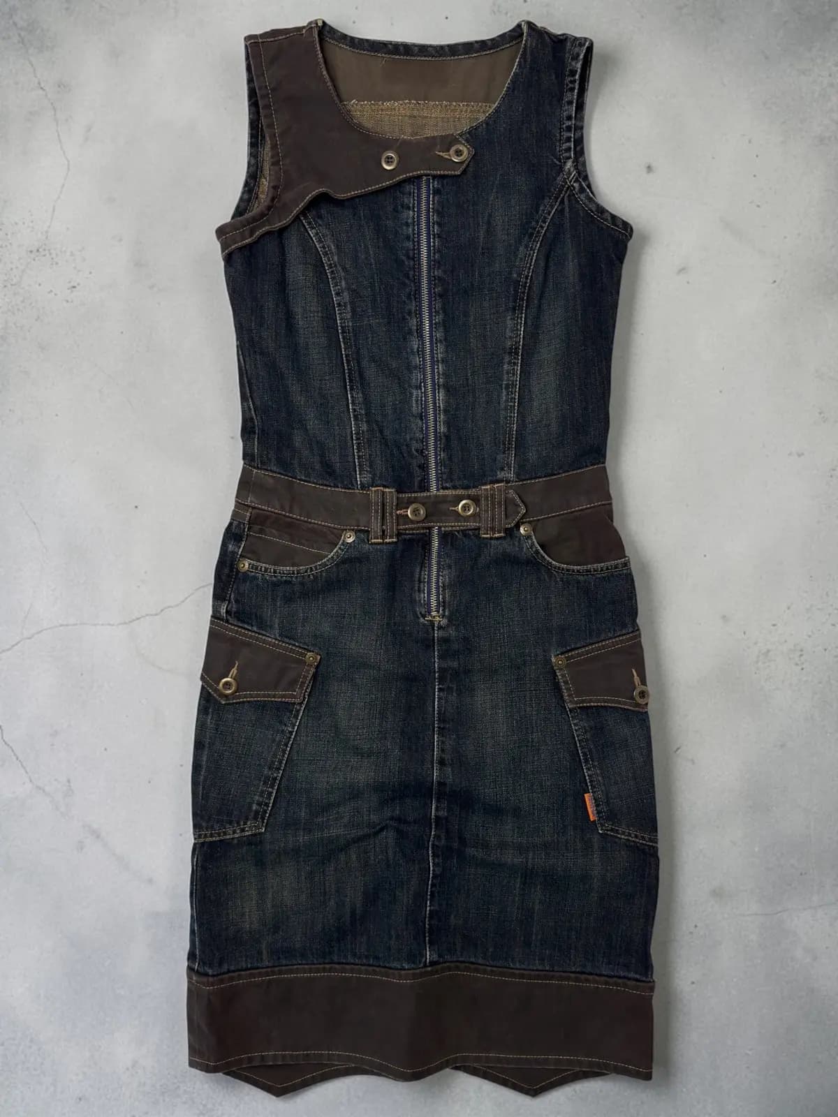 Vintage avant garde archive jeans denim midi dress y2k swag