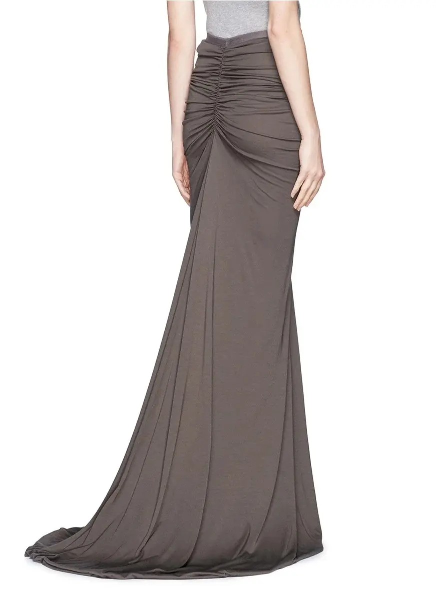 Rick Owens Lilies Ruche Jersey Maxi Skirt in Dark Dust