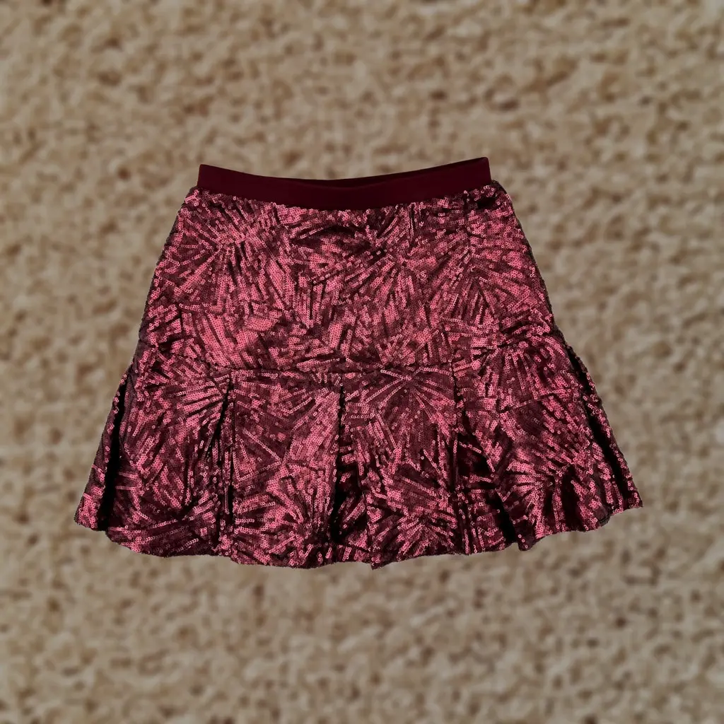 Dress The Population Skirt Women 26 Red Sequin Ruffled Short Cosmopolitan Ladies