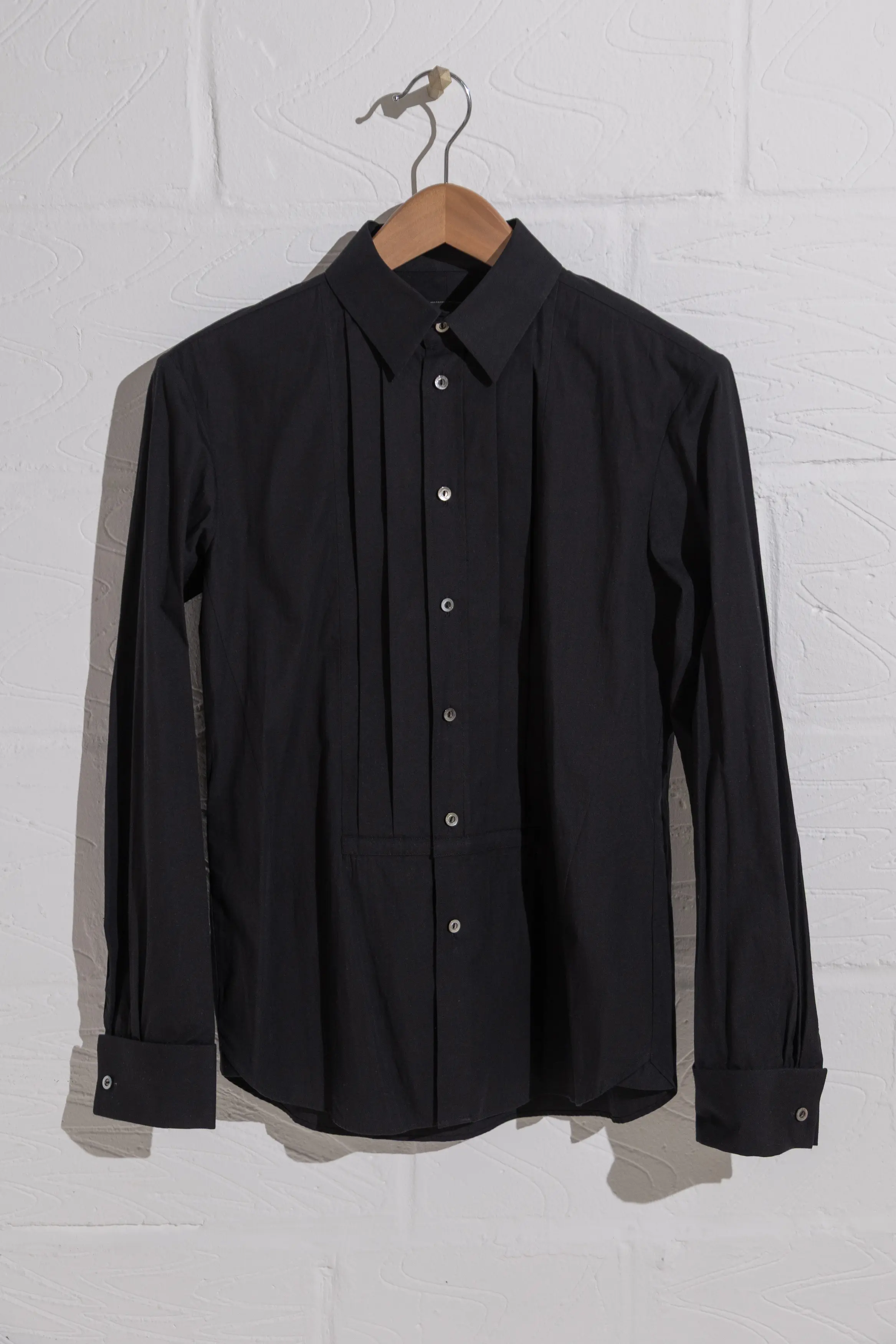FW06 'Noir' Black Bib Front Dress Shirt with Cufflink Cuffs