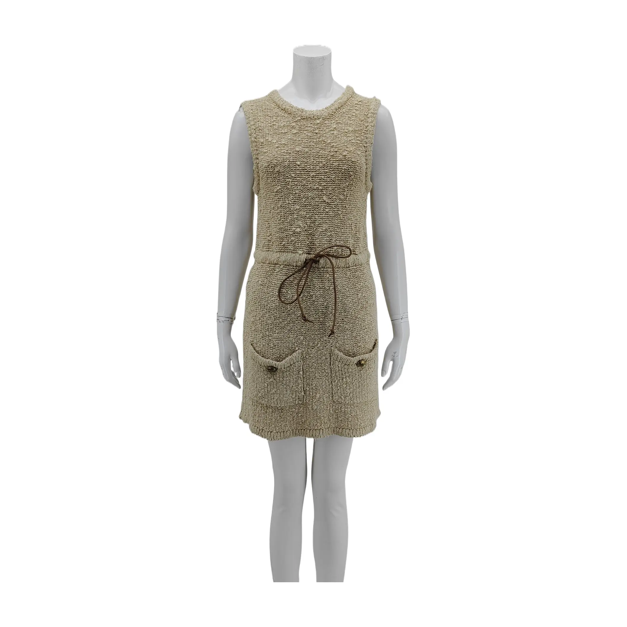 Prada Silk Knit Mini Dress Beige Size IT 38