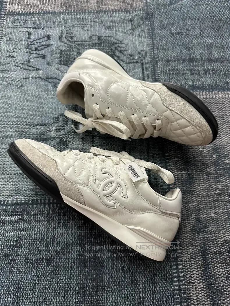 Chanel Lambskin waxed plaid sneakers i